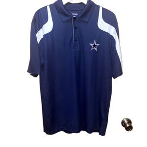 Dallas Cowboys NFL Football Blue Dress Shirt Polo Men's L